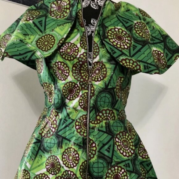 African-Inspired Blouson-Style Zippered Top - Picture 1 of 3